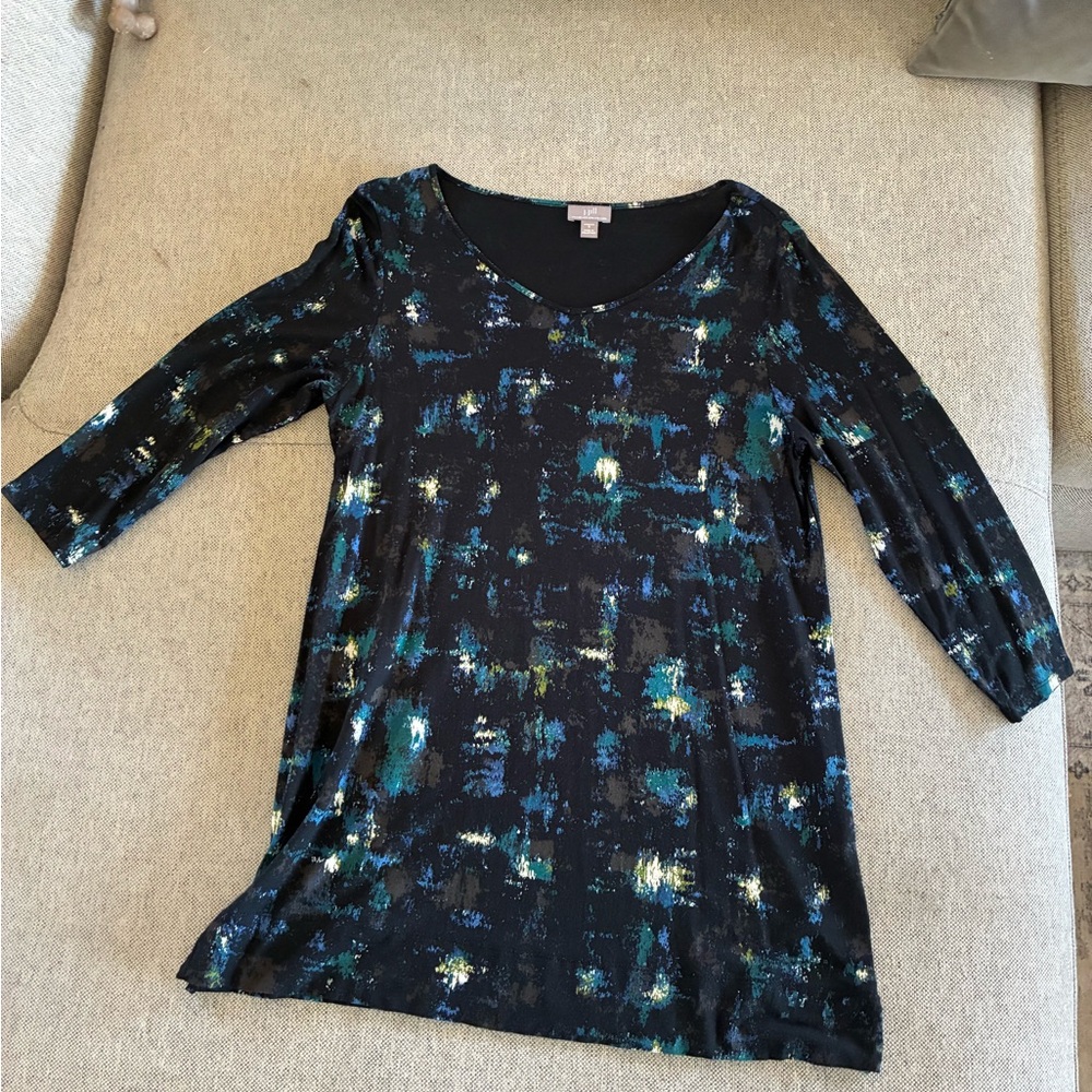 JJill Women’s S Black and Blue Long Sleeve Top
